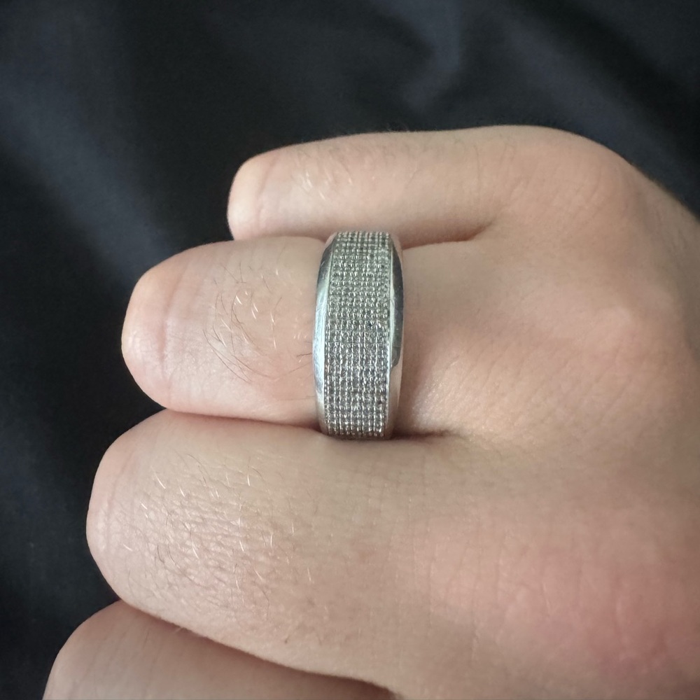 Natural diamond 925 silver ring size 8